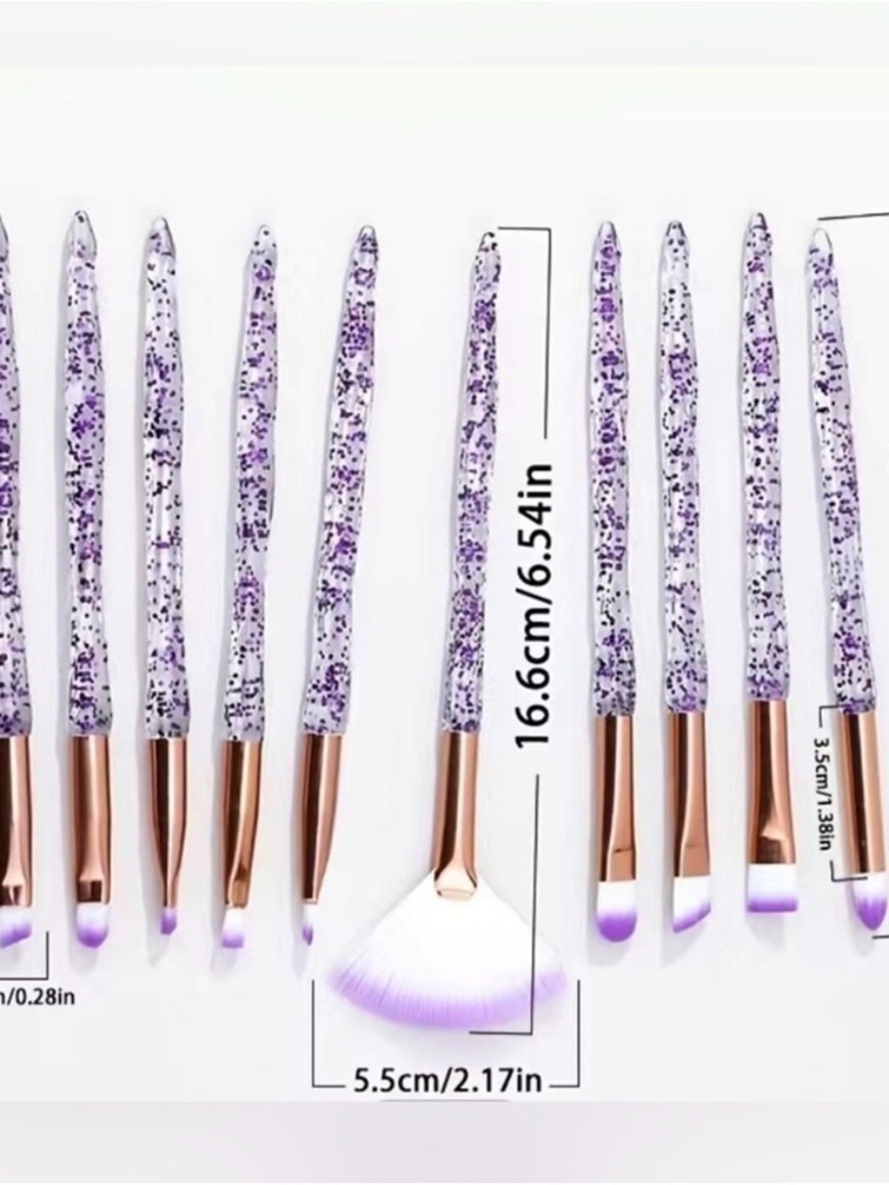 Purple Glitter Handle Makeup Brush Set of 10 New - Picture 2 of 5